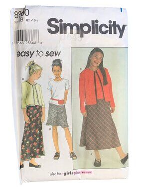 Simplicity Skirt Shirt Cardigan Sewing Pattern Size 8.5 10.5 12.5 14.5 16.5 8900